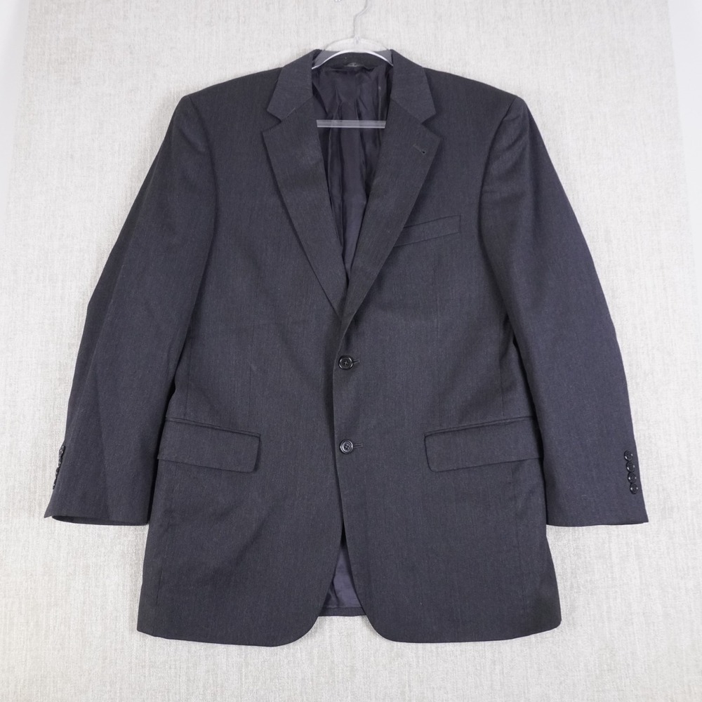 Jos A Bank Men's Charcoal Gray 100% Wool Two Button Blazer Suit Jacket  40 Reg